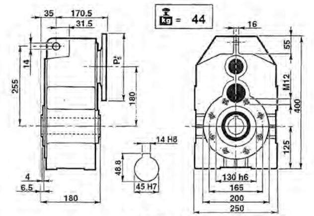 Габаритные и присоединительные размеры MPD 100/2