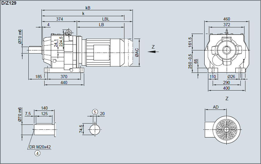 Редуктор D/Z129 - Исполнение на лапах