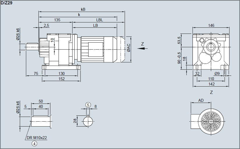 Редуктор D/Z29 - Исполнение на лапах