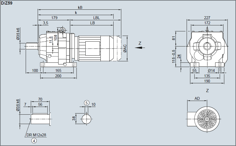Редуктор D/Z59 - Исполнение на лапах