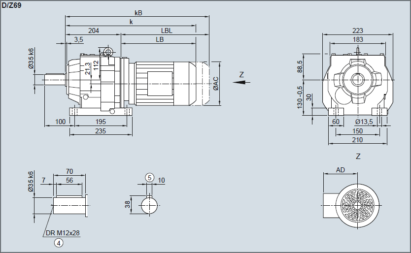 Редуктор D/Z69 - Исполнение на лапах