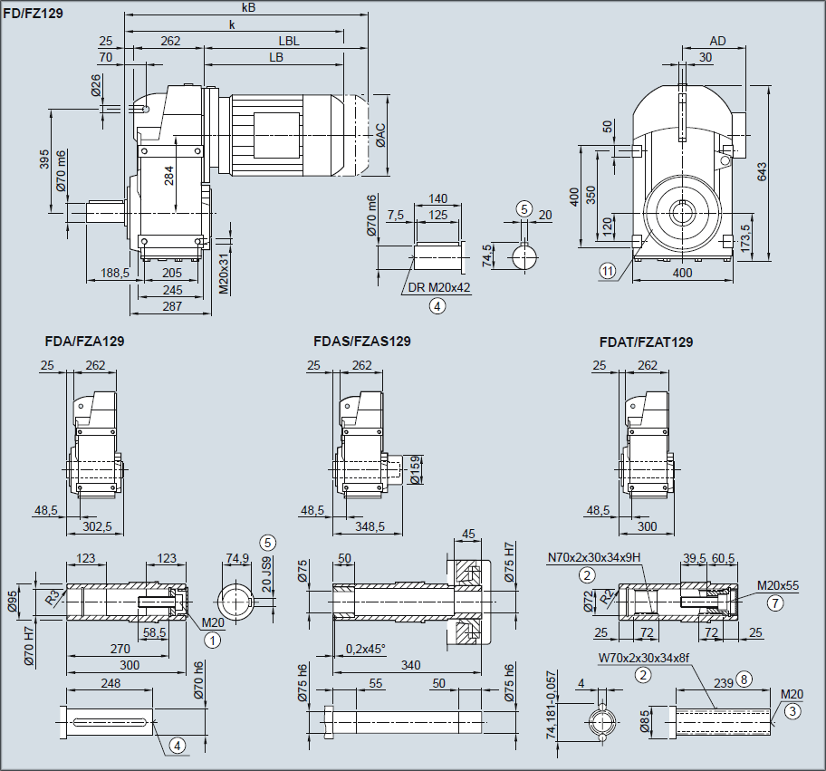 Редуктор FD129/FZ129 - Исполнение на лапах