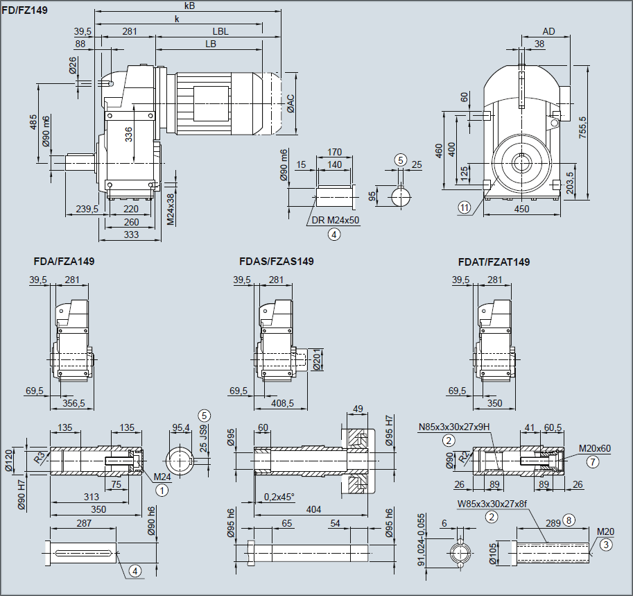 Редуктор FD../FZ..149 - Исполнение на лапах