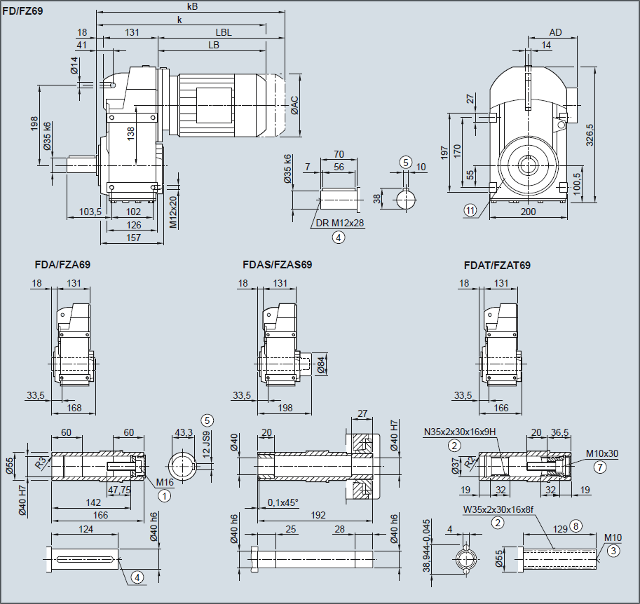 Редуктор FD69/FZ69 - Исполнение на лапах
