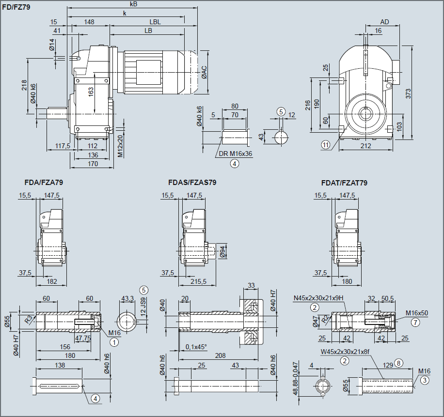 Редуктор FD79/FZ79 - Исполнение на лапах