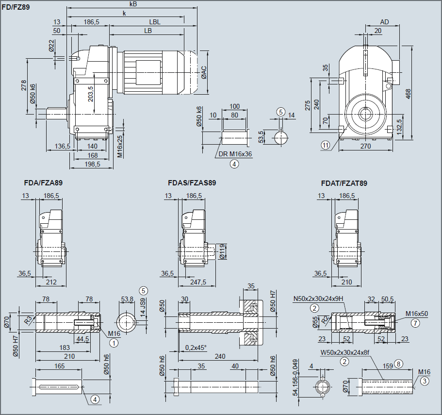 Редуктор FD89/FZ89 - Исполнение на лапах