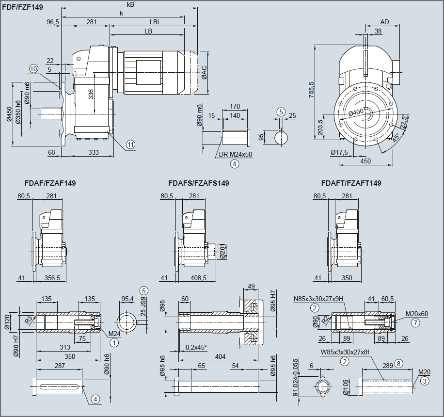 Редуктор FD.F./FZ.F.149 - Исполнение с фланцем