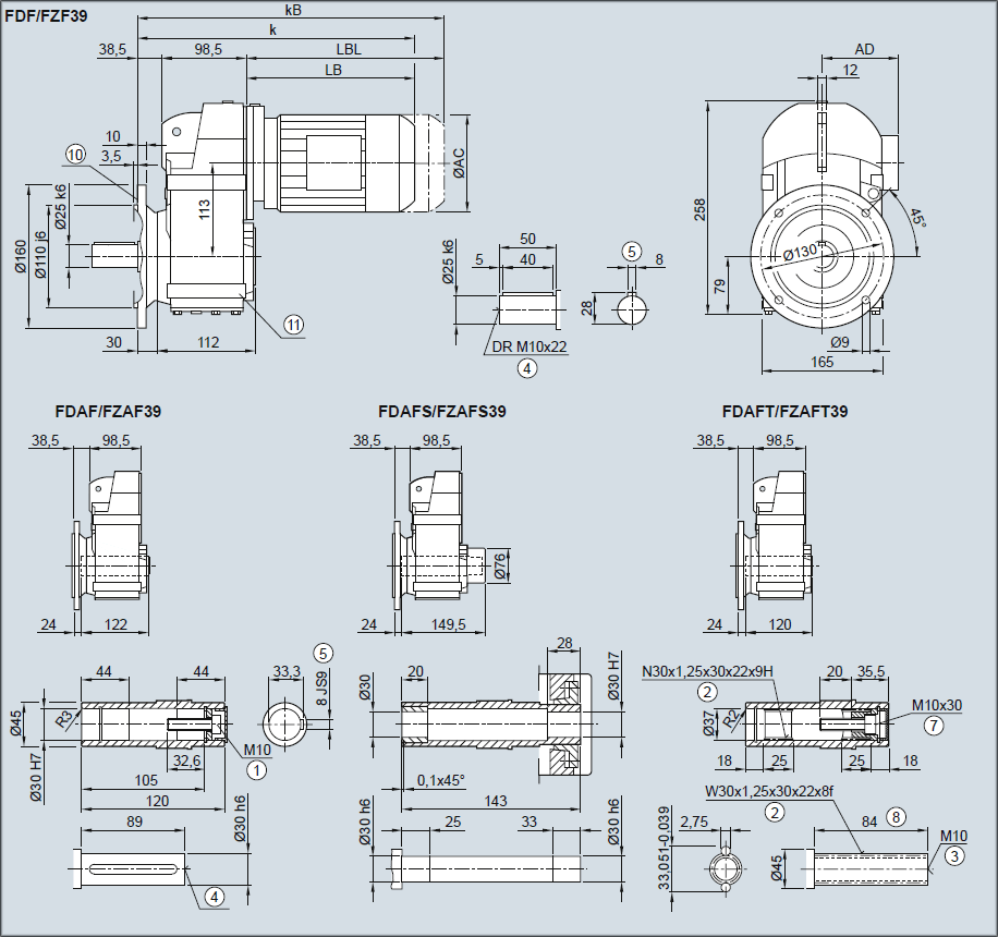 Редуктор FDF30/FZF30 - Исполнение с фланцем