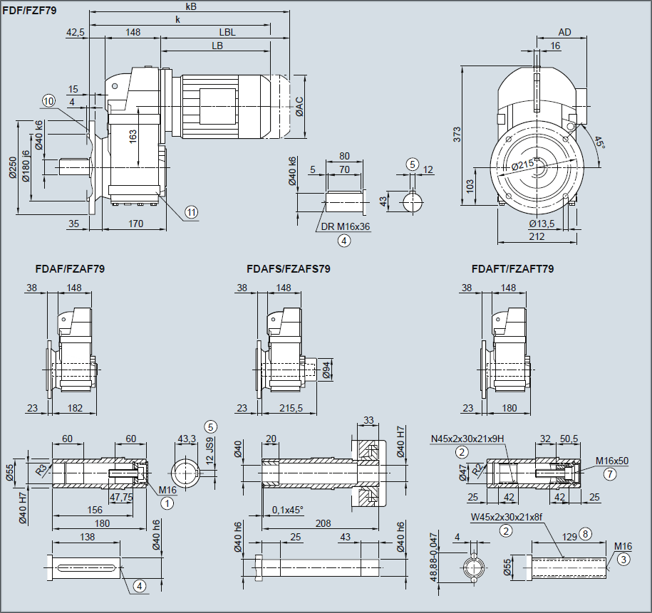 Редуктор FDF79/FZF79 - Исполнение с фланцем