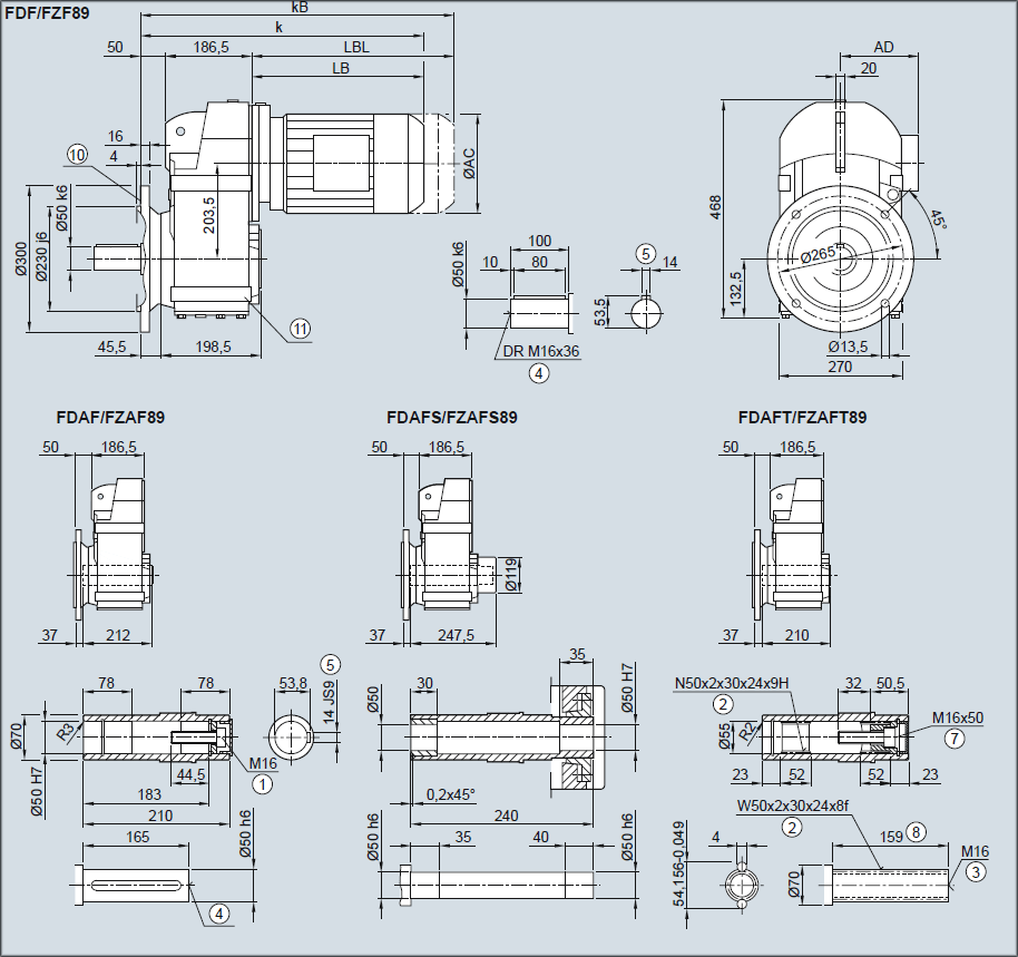 Редуктор FDF89/FZF89 - Исполнение с фланцем