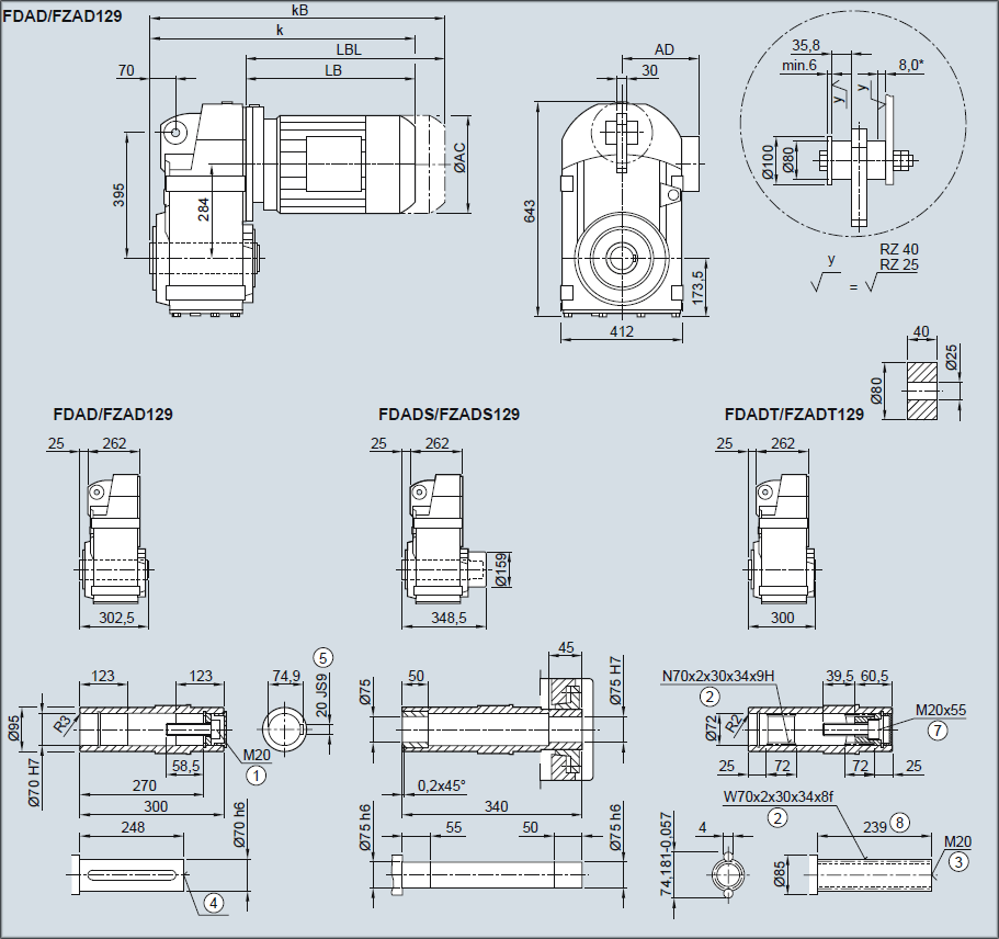 Редуктор FDAD129/FZAD129 - Насадное исполнение
