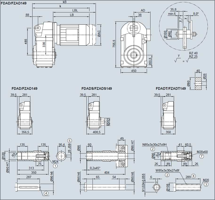 Редуктор FDAD149/FZAD149 - Насадное исполнение