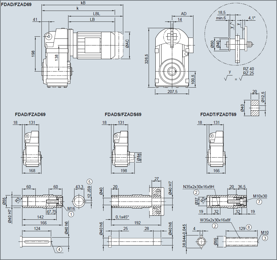 Редуктор FDAD69/FZAD69 - Насадное исполнение