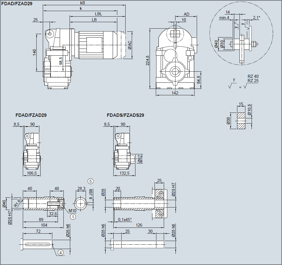 Редуктор FDAD29/FZAD29 - Насадное исполнение