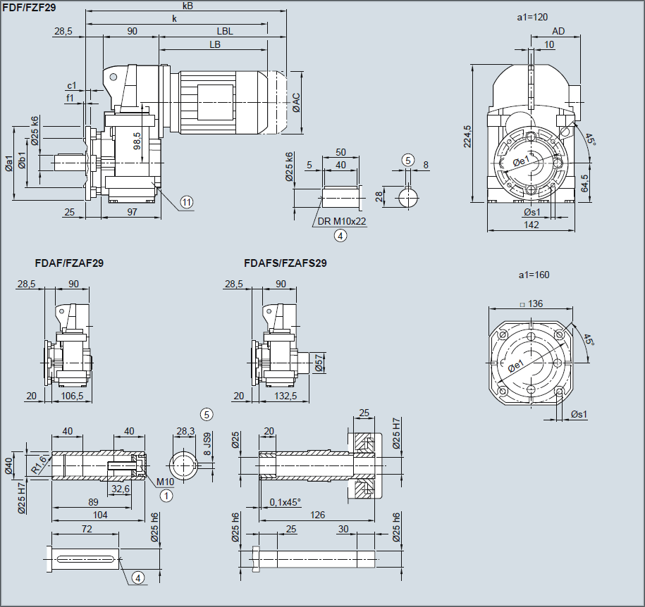 Редуктор FDF29/FZF29 - Исполнение с фланцем